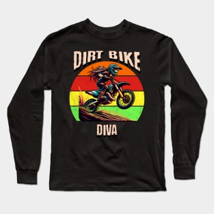 Dirt Bike Diva Racing Motorcycle Motocross Dirt Track Rider Motorbike Long Sleeve T-Shirt